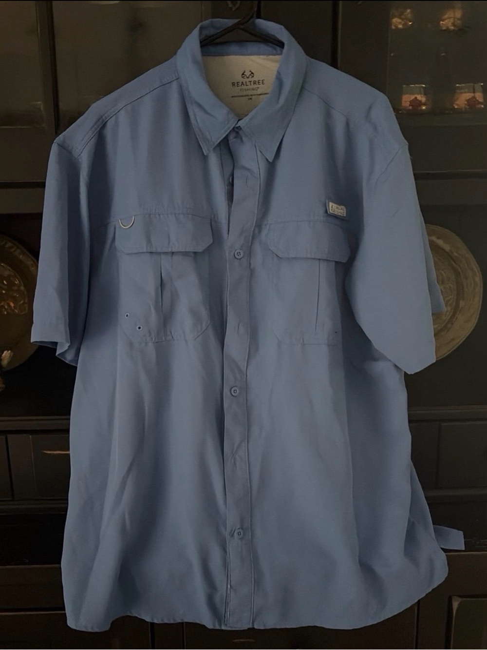Realtree Men’s Short-Sleeve Button-Down Shirt in Sky Blue
